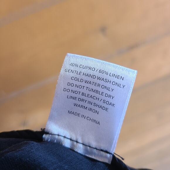 Anthropologie Sancia Marla Linen Wide Leg Pant Noir Black Large Tie Bow Beachy - Picture 8 of 8